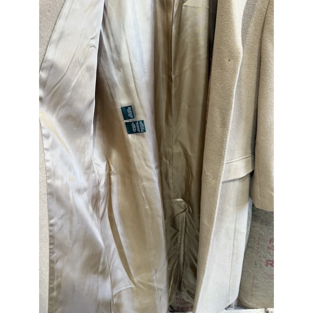 Lauren Ralph Lauren‎ Overcoat 100% Camel Hair Beige Size 10 Trench Coat Pea Coat